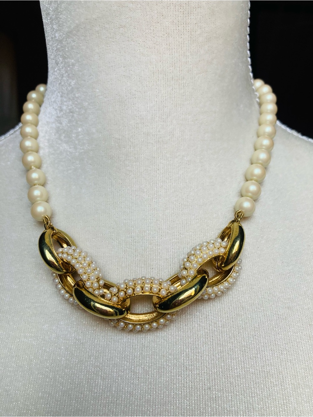 Carolee Pearl Pavé Link Necklace